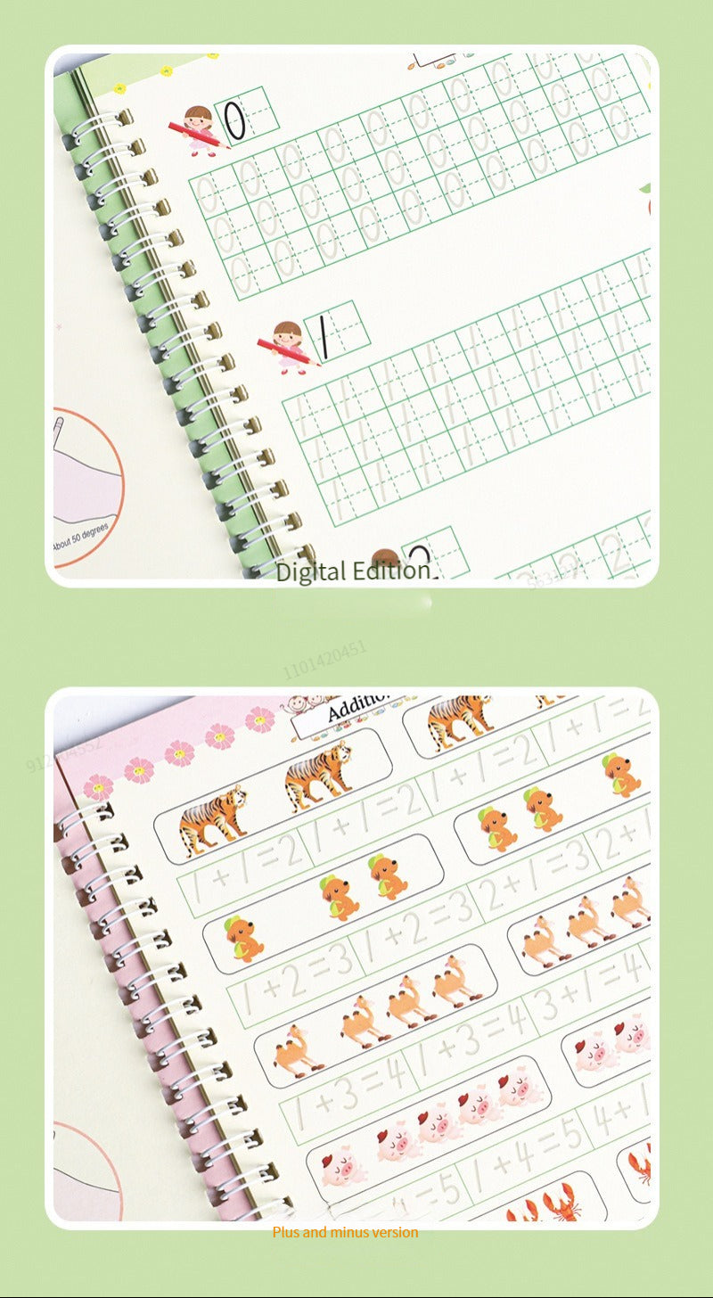 Magic Reusable Writing Practice Books | 4-Book Set with Auto-Disappearing Ink Pen