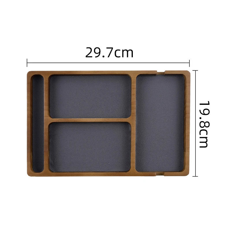 Wooden Desktop Storage Organizer Box with Compartments | Glasses, Phone, Earphones & Sundries | 2 Designs | Home & Office