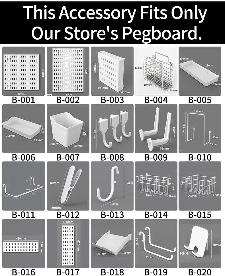 Modular Pegboard Organizer System – Wall & Desk Mountable | Boards, Mounting Kits & Accessories