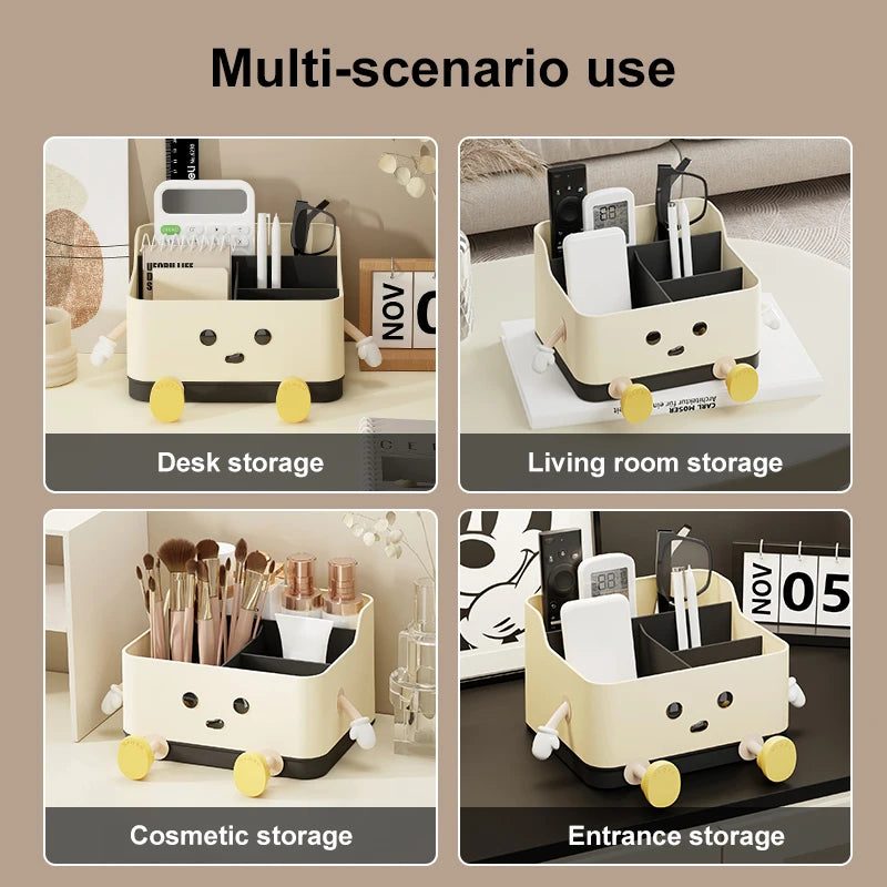Desktop Organizer Box - 4-Compartment Multi-Use Storage | Standing or Sitting Design | Office, Dorm & Home