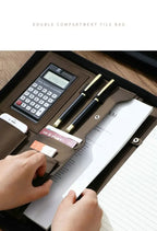 Executive A4 Leather Portfolio Folder – Zippered PU Leather Padfolio | With or Without Calculator | Black, Bronze, Blue & Brown