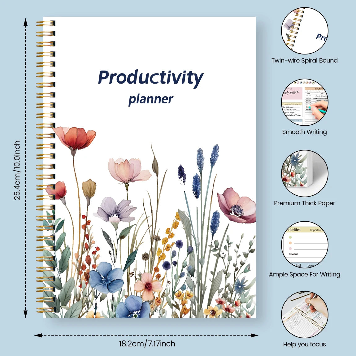 Floral Productivity Planner - Daily & Weekly Organizer with Priorities & To-Do Lists