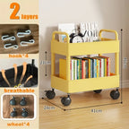 2-Layer Rolling Stationery Organizer — Detachable Handcart Desk Organizer for Office & School