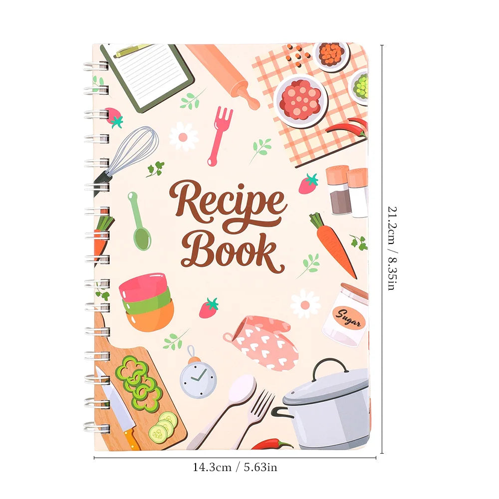 Recipe Journal – 120-Page Spiral Hardcover Recipe Book | Illustrated Inner Pages, Kitchen Conversion Chart & Food Stickers | 2 Cover Designs