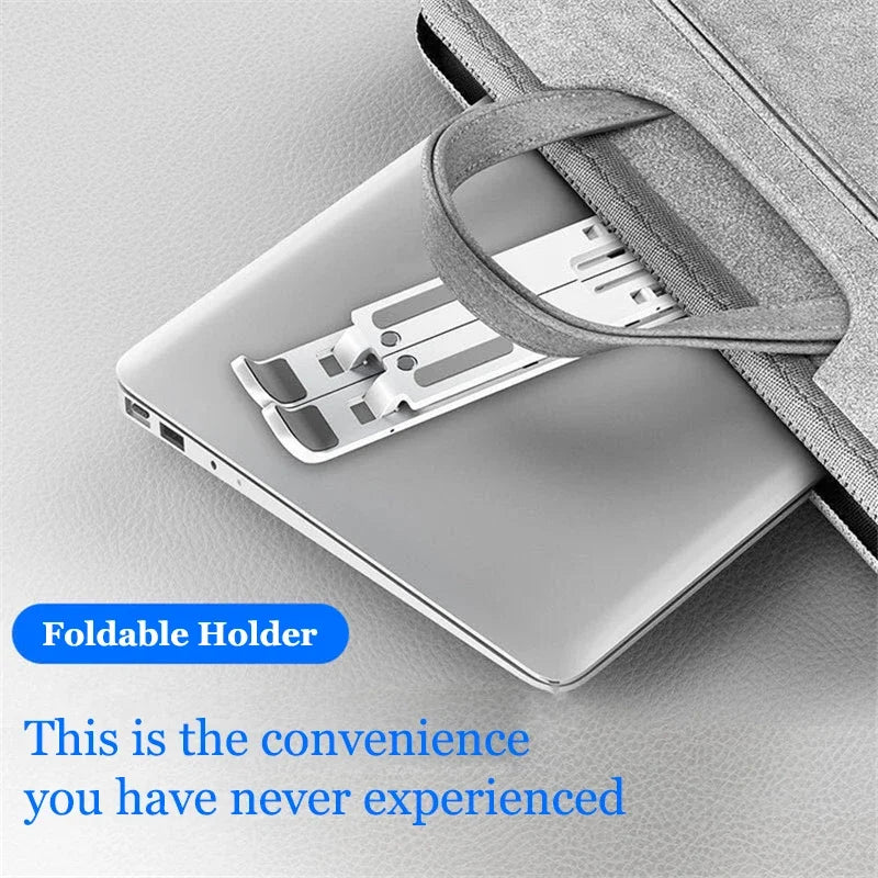 Foldable Laptop Stand – 10-Position Adjustable, Portable ABS Bracket for MacBook, Notebooks & Laptops up to 17" | Black & White