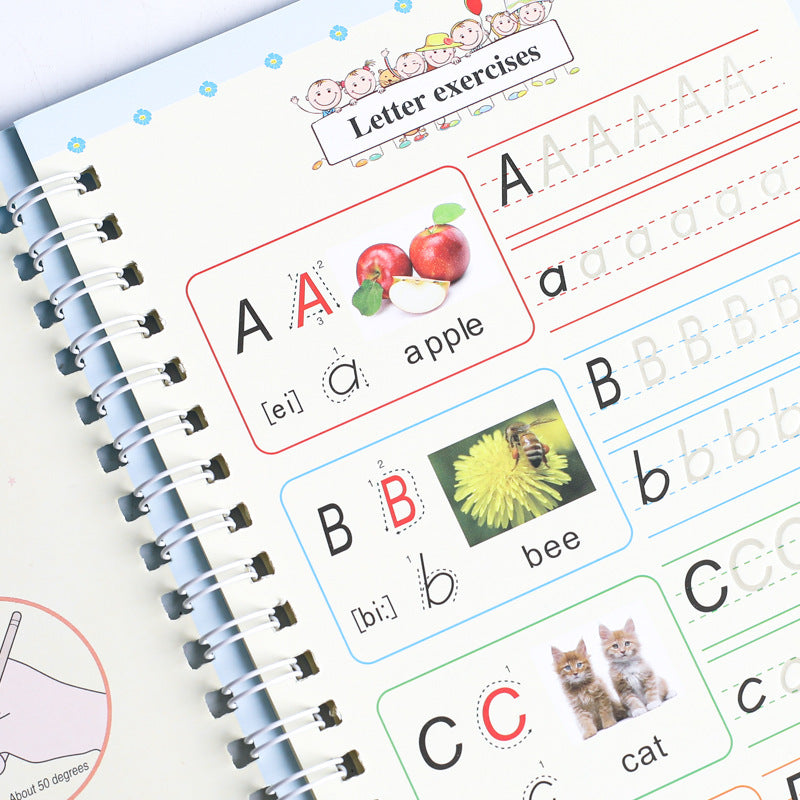Magic Reusable Writing Practice Books | 4-Book Set with Auto-Disappearing Ink Pen