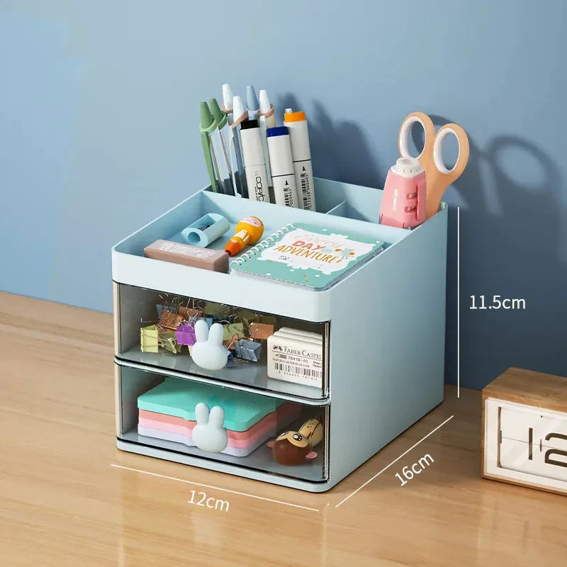 Desk Organizer with Drawer - Multi-Use Storage Box for Office & Makeup