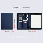 Executive A4 Leather Portfolio Folder – Zippered PU Leather Padfolio | With or Without Calculator | Black, Bronze, Blue & Brown
