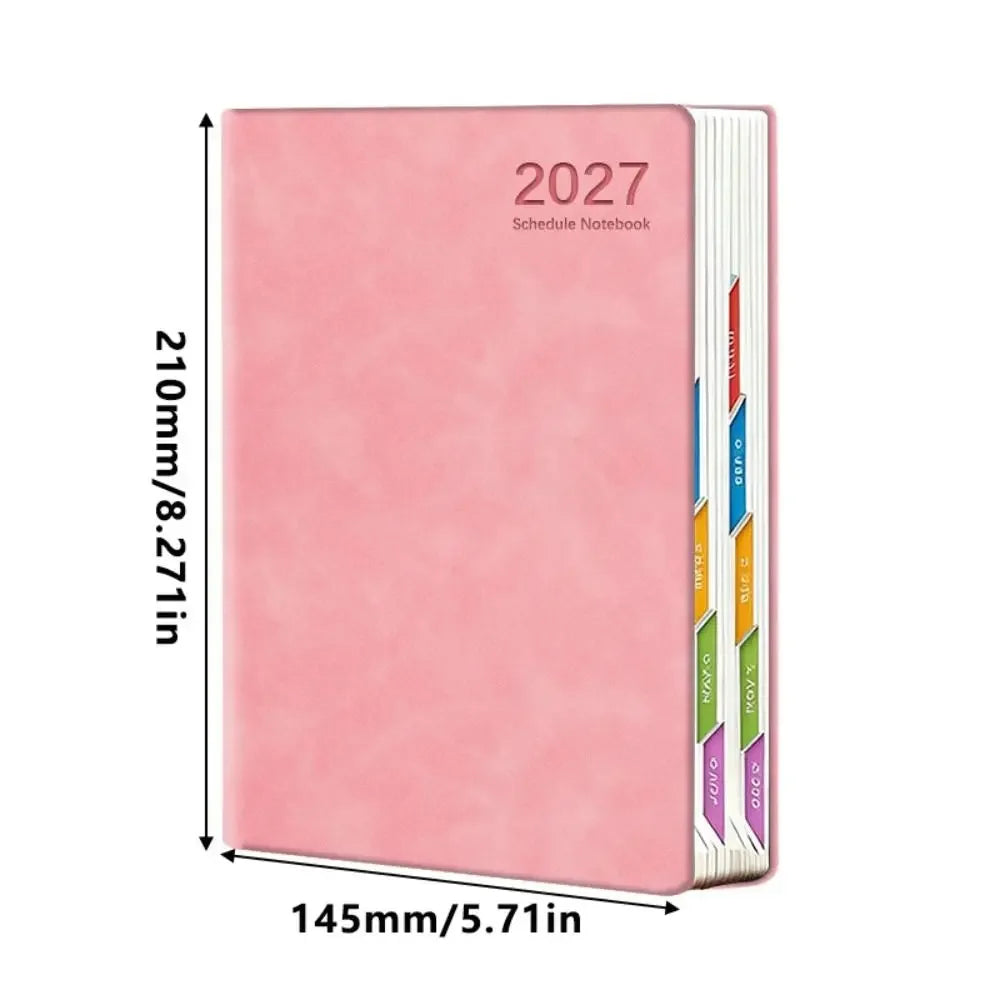 2027 Schedule Notebook – A5 Portable Planner | 365-Day Agenda with Monthly, Weekly & Daily Pages | PU Leather Cover | 6 Colors