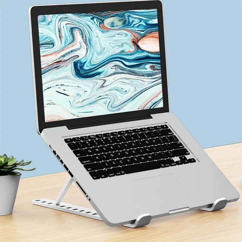 Foldable Laptop Stand – 10-Position Adjustable, Portable ABS Bracket for MacBook, Notebooks & Laptops up to 17" | Black & White