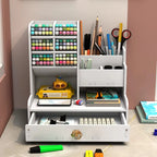 Wooden Pen & Stationery Desk Organizer — Multi-Compartment Desktop Storage for Home & Office