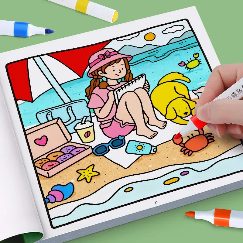 Girls' Fantasy Coloring Book - 24 Pages of Hand-Drawn Illustrations (3 Themes)