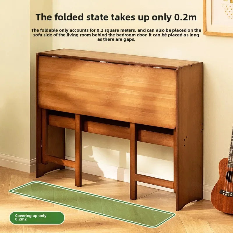 Foldable Bamboo Desk with Built-In Storage Shelf – No-Assembly Space-Saving Study & Computer Desk for Bedroom & Small Spaces