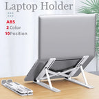 Foldable Laptop Stand – 10-Position Adjustable, Portable ABS Bracket for MacBook, Notebooks & Laptops up to 17" | Black & White