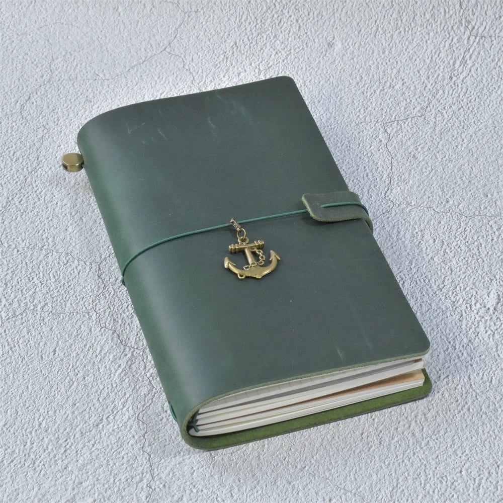 Genuine Leather Refillable Travel Journal - Handmade Retro Notebook with 192 Pages