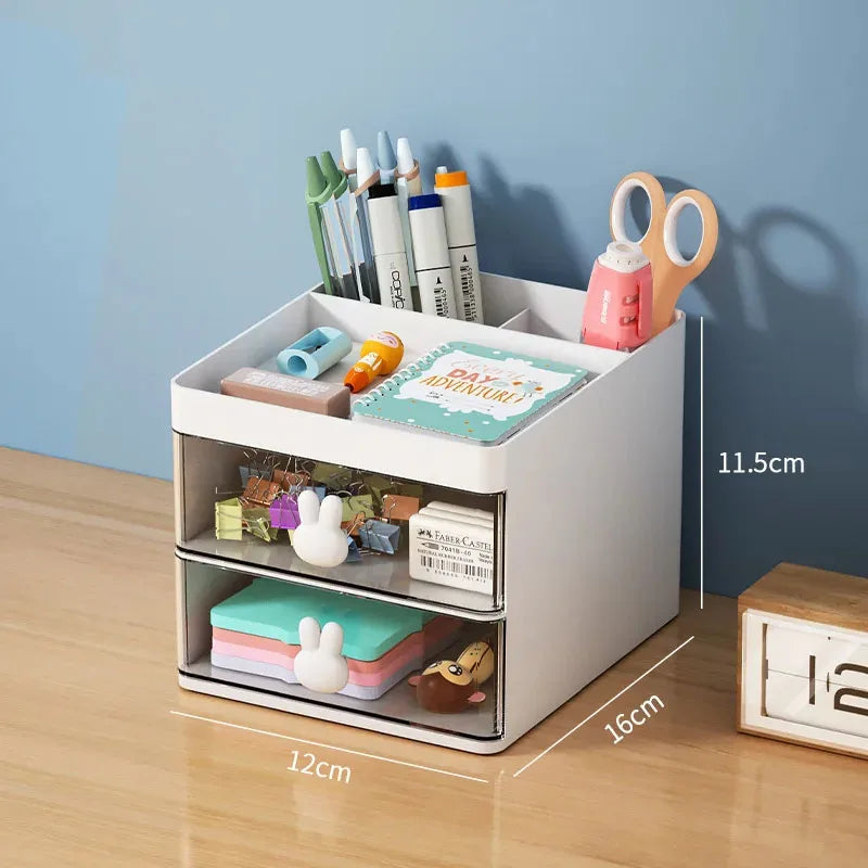 Desk Organizer with Drawer - Multi-Use Storage Box for Office & Makeup