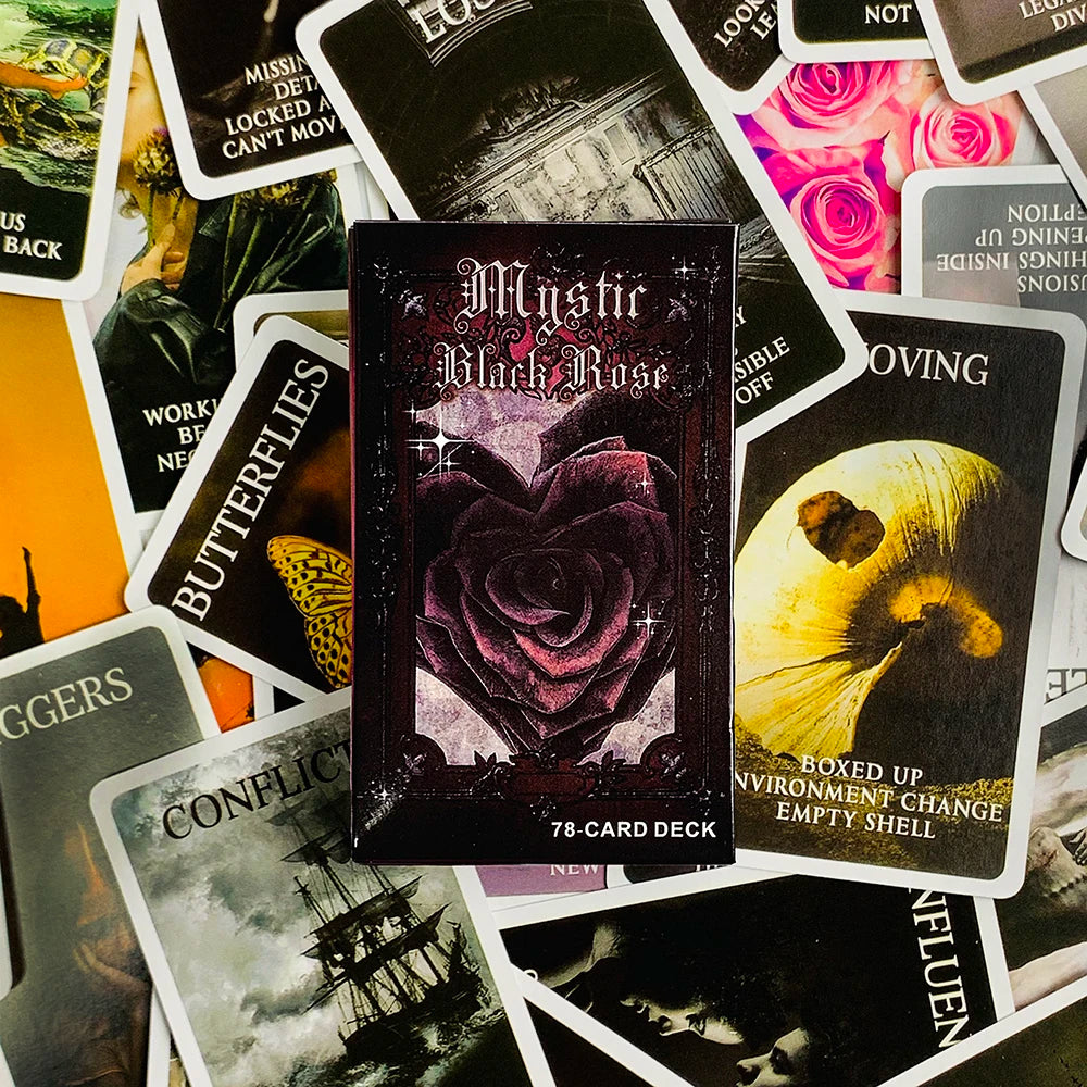 Mystic Black Rose Oracle Deck – 78 Cards | Twin Flame, Love & Shadow Work | Keyword Card Reading