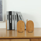 Bamboo Bookends - Natural Desktop Organizer & Book Stand (2 Sizes)