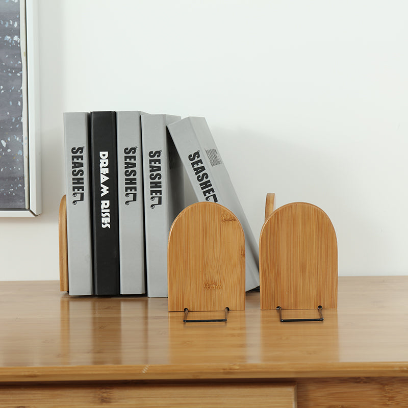 Bamboo Bookends - Natural Desktop Organizer & Book Stand (2 Sizes)