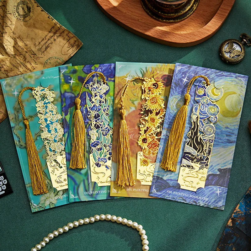 Van Gogh Art Bookmarks | Vintage Metal Bookmarks with Tassel