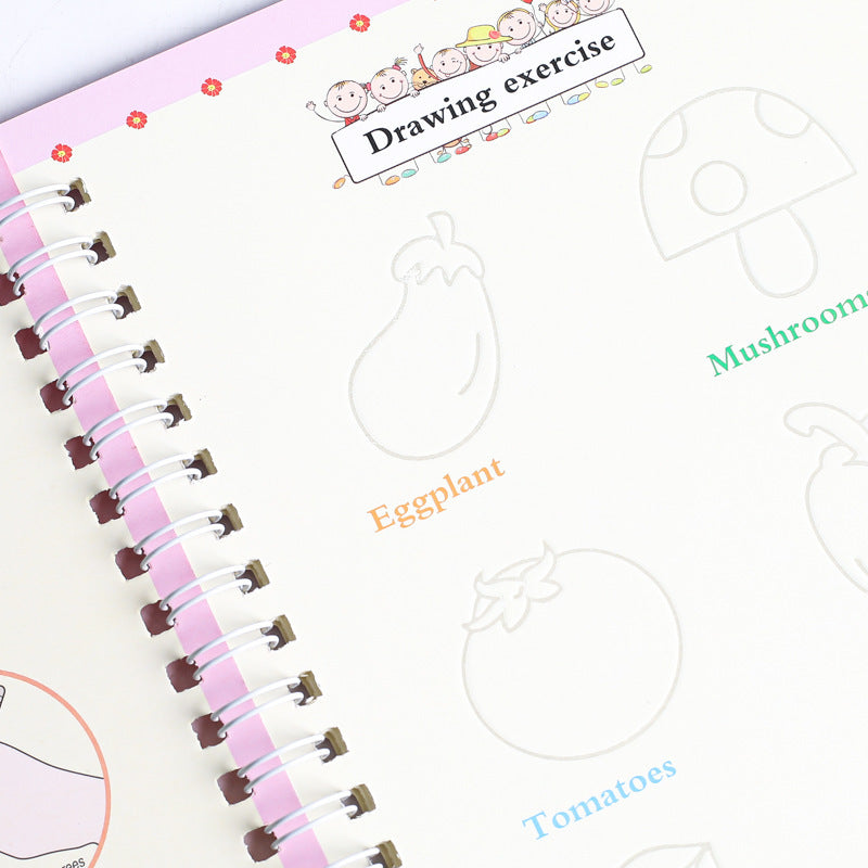 Magic Reusable Writing Practice Books | 4-Book Set with Auto-Disappearing Ink Pen