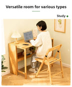 Foldable Bamboo Desk with Built-In Storage Shelf – No-Assembly Space-Saving Study & Computer Desk for Bedroom & Small Spaces