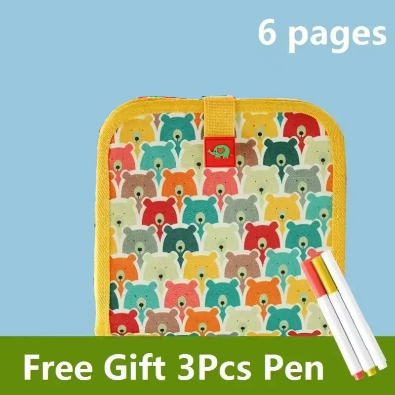 Magic Erasable Fabric Coloring Book for Kids – Draw, Erase & Repeat! | 6 Pages + 3 Pens Included