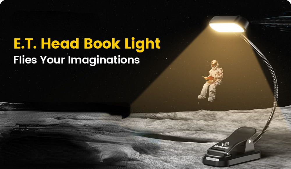 ET-Head Book Light — Dimmable USB Rechargeable Reading Lamp, Eye-Care LED