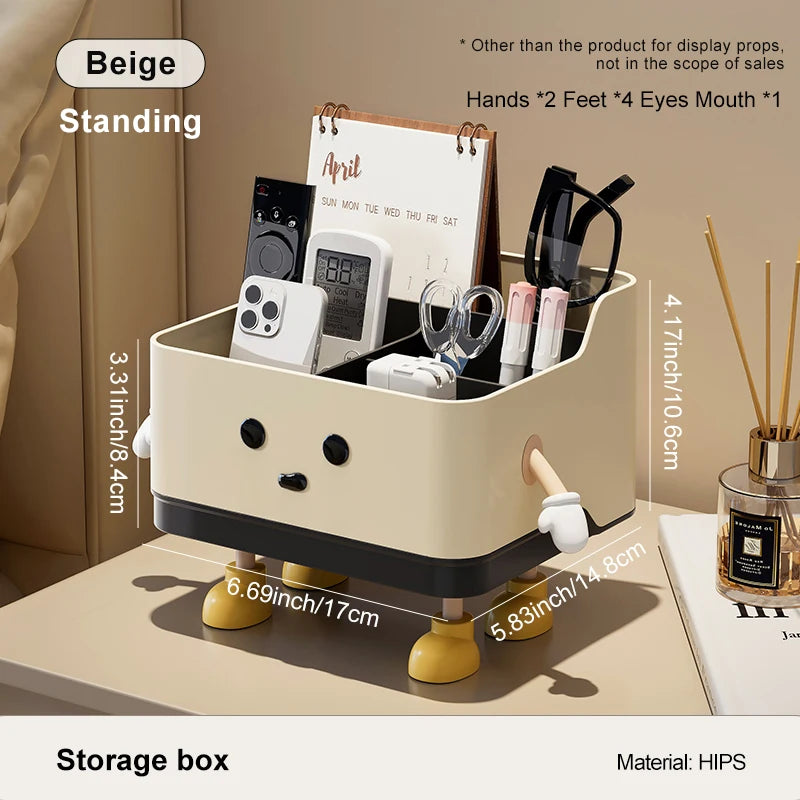 Desktop Organizer Box - 4-Compartment Multi-Use Storage | Standing or Sitting Design | Office, Dorm & Home
