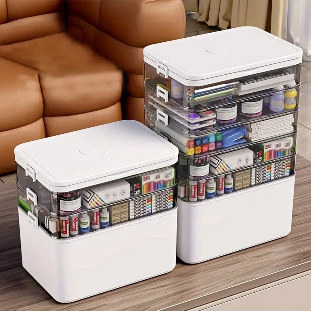 Multi-Layer Desk Organizer - Large Capacity Stationery Storage Box