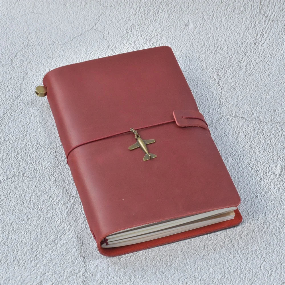 Genuine Leather Refillable Travel Journal - Handmade Retro Notebook with 192 Pages