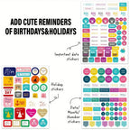 Aesthetic Planner Stickers – 12 Sheets | 650 or 720 Stickers | Holidays, Goals, Quotes, Habits, Finance & More