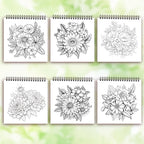 Adult level Spiral Coloring Book - 30 Sheets Floral Designs with Light Shading | 8.3x8.3" | Birthday & Holiday Gift