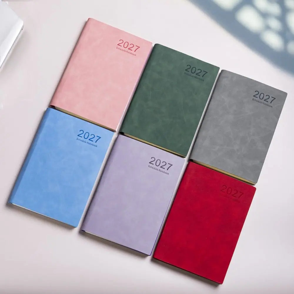 2027 Schedule Notebook – A5 Portable Planner | 365-Day Agenda with Monthly, Weekly & Daily Pages | PU Leather Cover | 6 Colors
