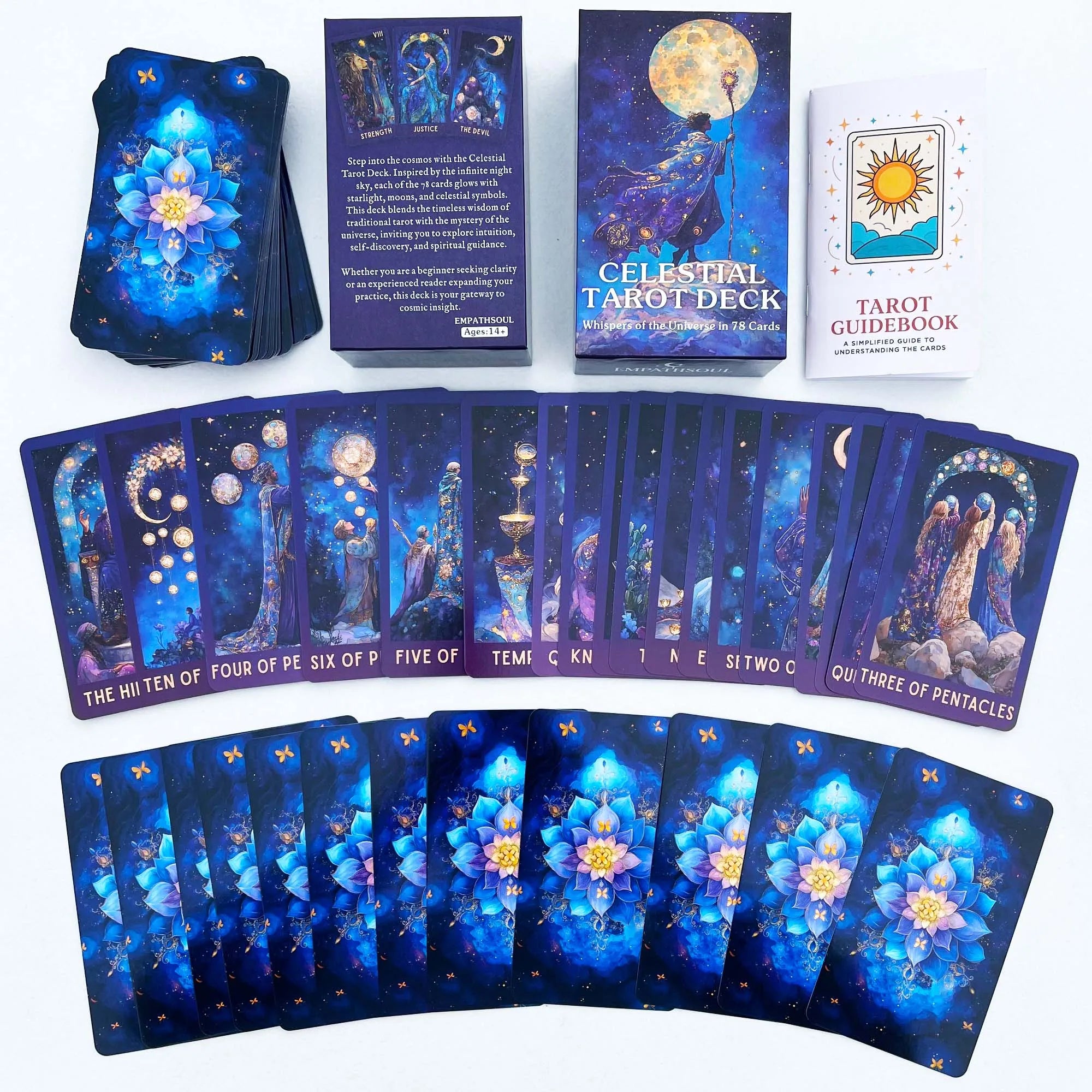 Classic Celestial Tarot Deck by Karol Robayo - 78 Cards with Guidebook