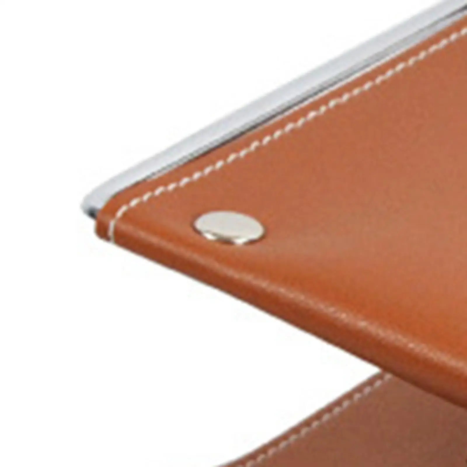 Three-Layer Desk Shelf Organizer in Brown | PU Leather & Metal Rack | File Sorting, Display & Multi-Use Storage