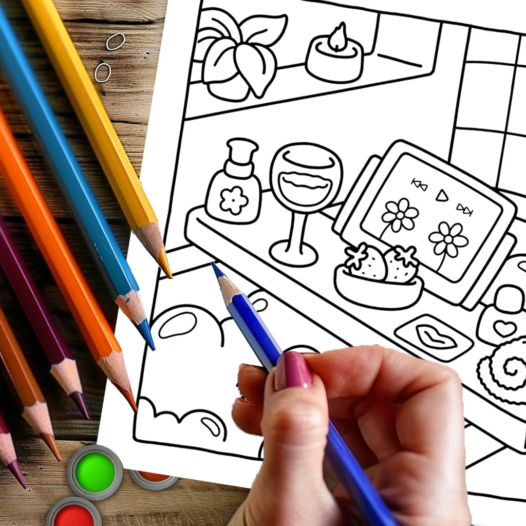 Themed Coloring Book - 28 Pages, 12 Styles to Choose From