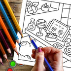 Themed Coloring Book - 28 Pages, 12 Styles to Choose From