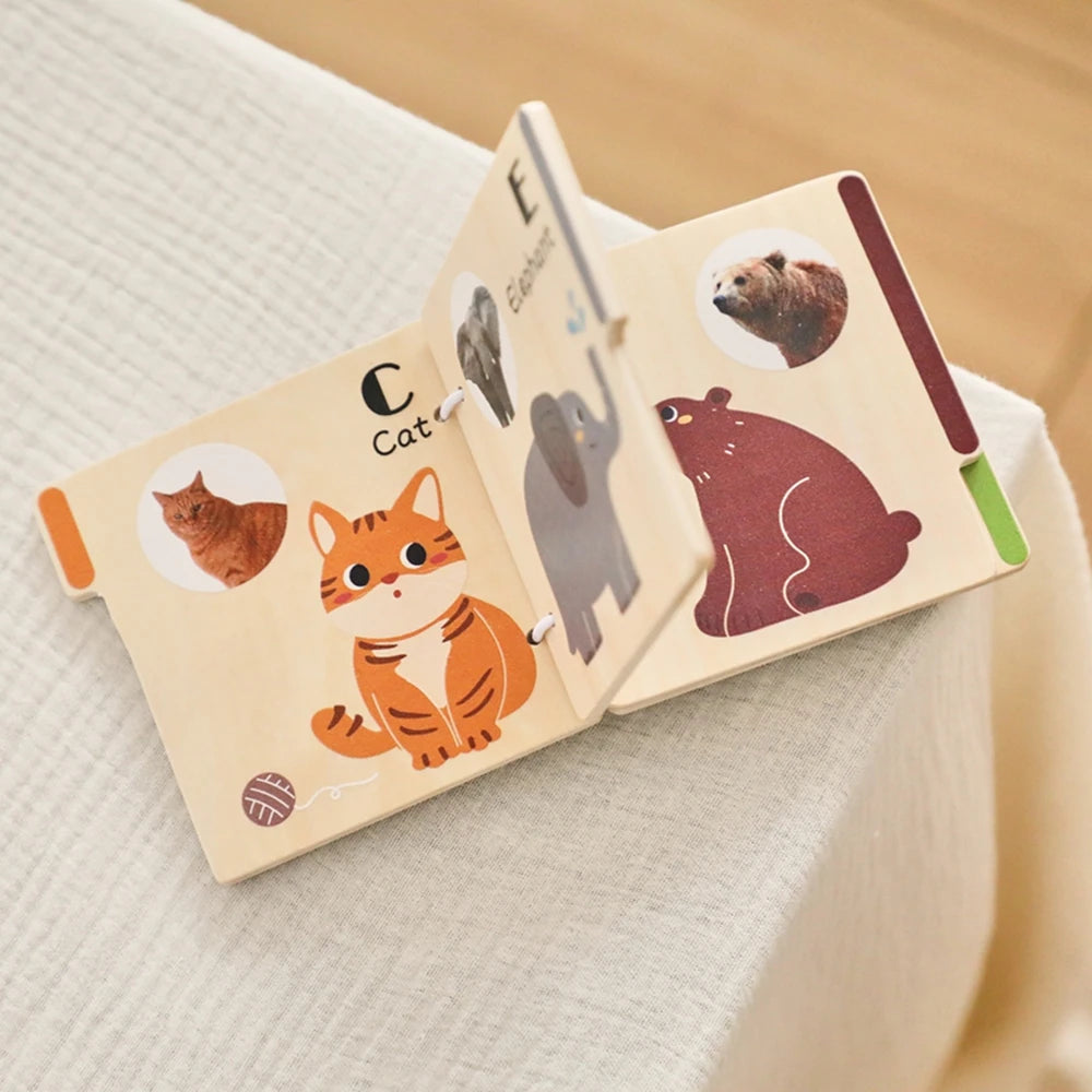 Wooden Animal Flap Book - Interactive Learning Toy for Babies & Toddlers