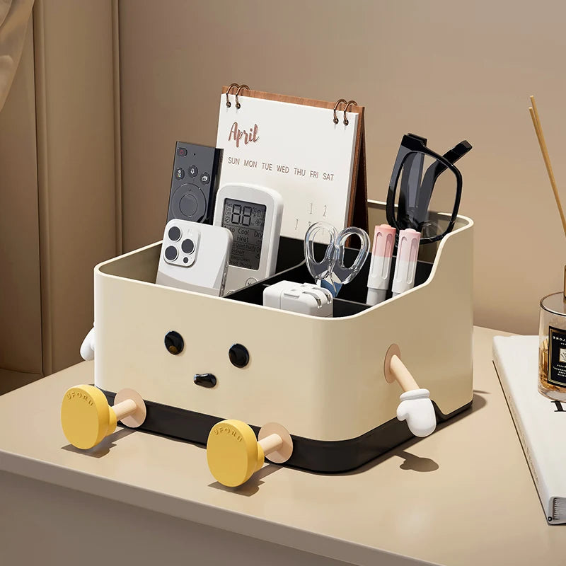 Desktop Organizer Box - 4-Compartment Multi-Use Storage | Standing or Sitting Design | Office, Dorm & Home