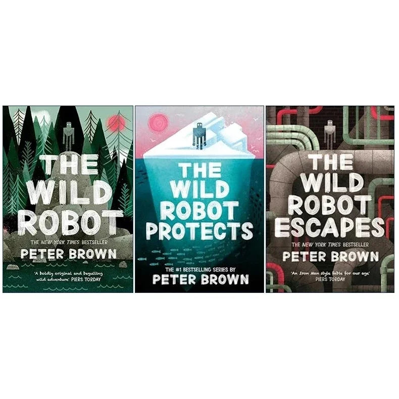 The Wild Robot Trilogy by Peter Brown - Complete 3-Book Set | DreamWorks Film