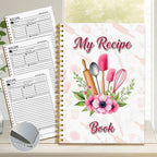 Recipe Notebook - Cute Kitchen Planner & Food Journal with Pastel Patterns (2 Designs)
