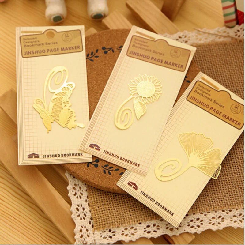 Gold Metal Bookmark - Botanical & Insect Designs | Flowers, Butterflies & More | 8 Designs | Elegant Reading Accessory & Gift