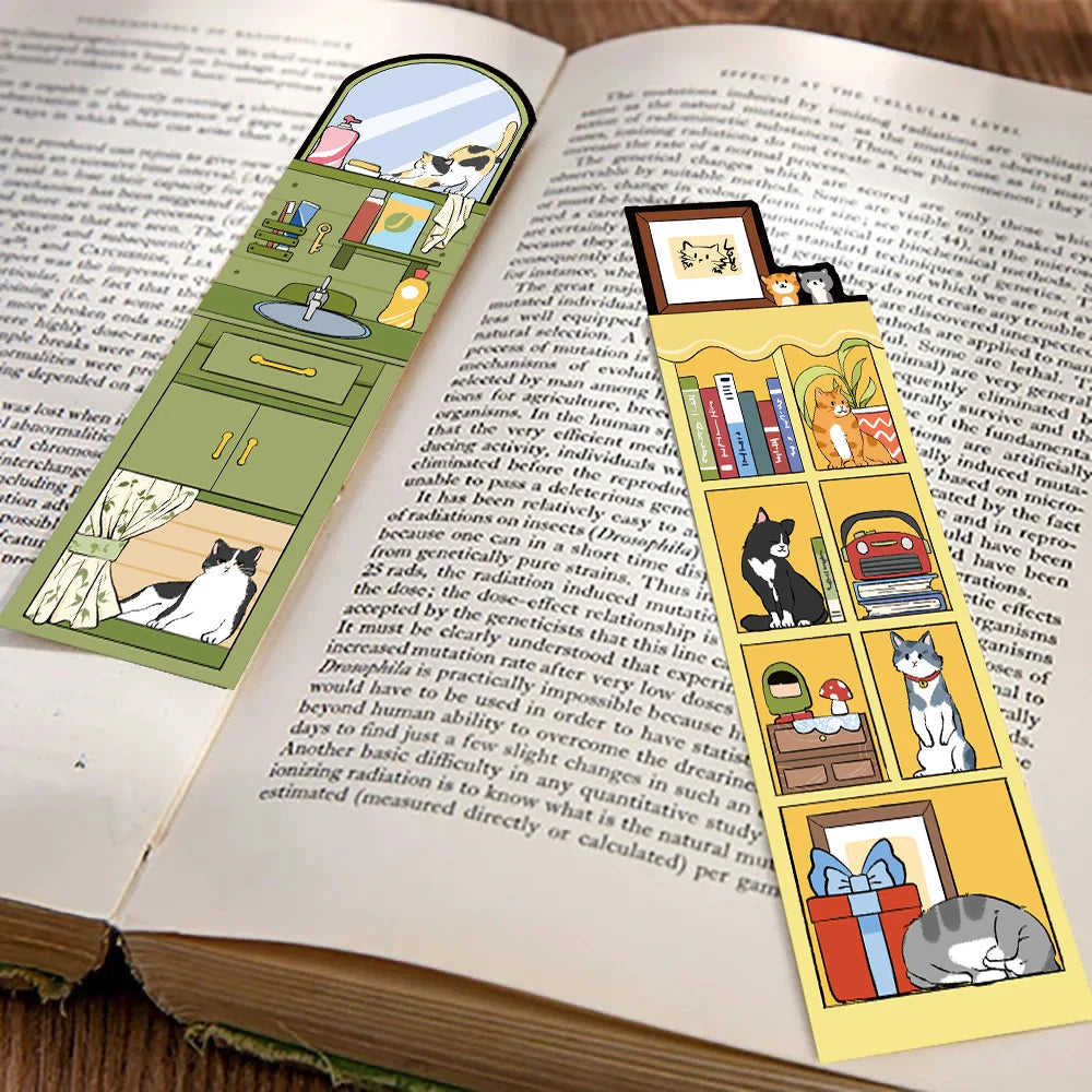 Cartoon Cat World Bookmarks Set of 30 | Waterproof PVC Graffiti Style | Reading, Laptop & Luggage Stickers | Perfect Gift for Book Lovers