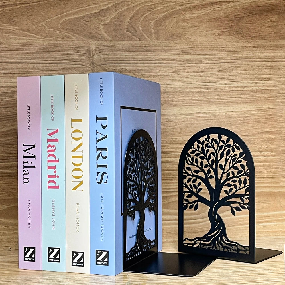 Tree of Life Metal Bookends | Decorative Book Holders for Heavy Books