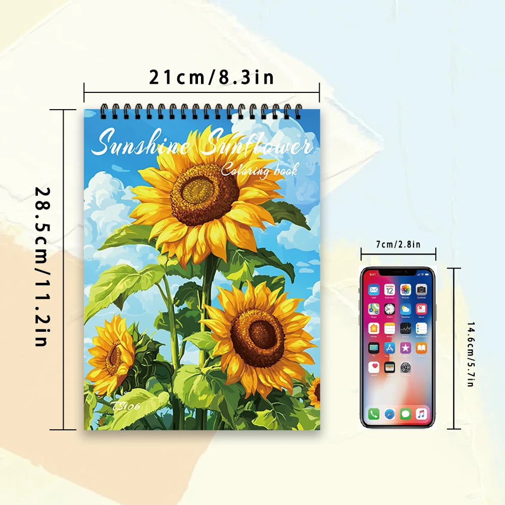 Adult Spiral Coloring Book - 30 Sheets Nature & Floral Themes | 11.2x8.3" Landscape Format | Birthday & Holiday Gift