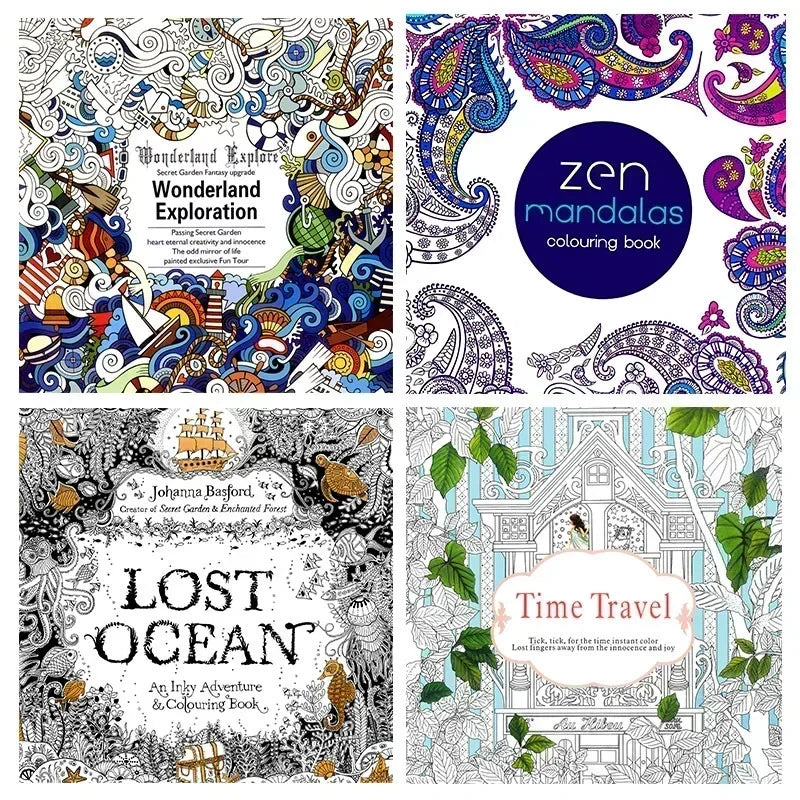 Adult Coloring Book — 24 Pages of Intricate DIY Illustrations for Stress Relief & Creative Flow