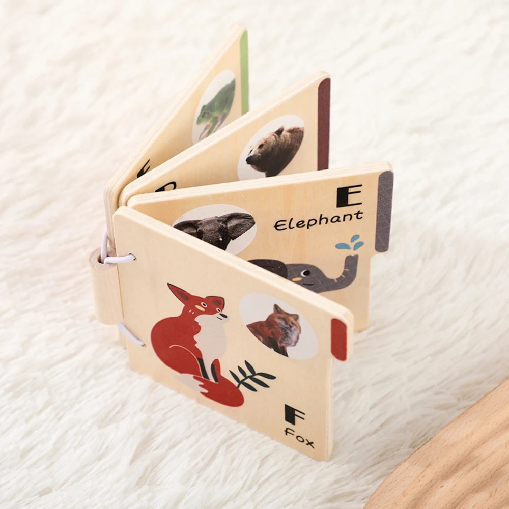 Wooden Animal Flap Book - Interactive Learning Toy for Babies & Toddlers