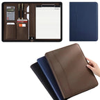 Executive A4 Leather Portfolio Folder – Zippered PU Leather Padfolio | With or Without Calculator | Black, Bronze, Blue & Brown