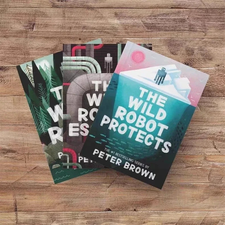 The Wild Robot Trilogy by Peter Brown - Complete 3-Book Set | DreamWorks Film